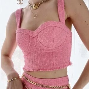 Zara Pink Textured Crop Top